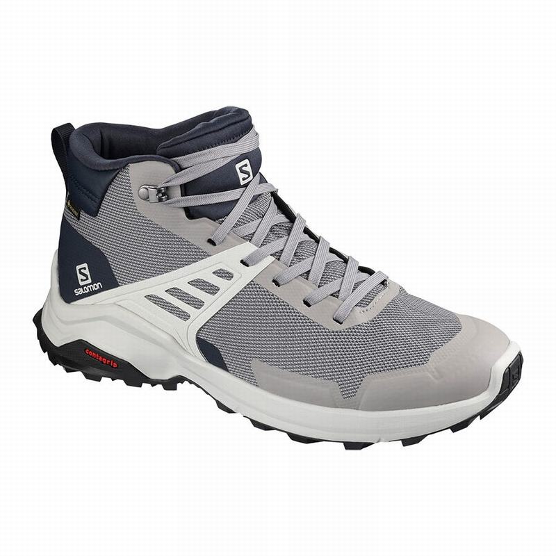 Zapatillas Trekking Salomon Hombre Gris / Azul Marino - Salomon Argentina X RAISE MID GORE-TEX ,8521